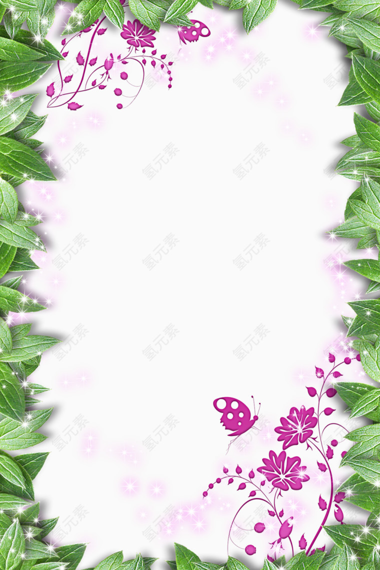 绿叶紫腾花纹海报背景效果