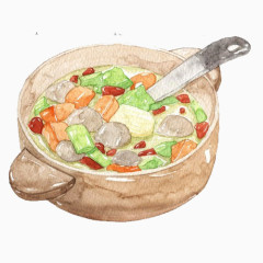 蔬菜汤手绘画素材图片