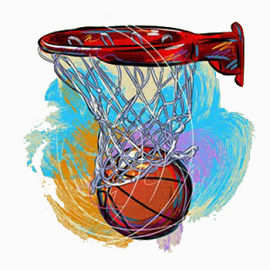 手绘篮球和篮球框元素