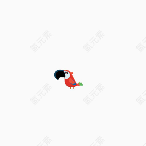 手绘卡通可爱红色鹦鹉