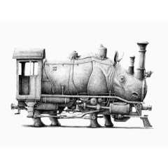 犀牛机车-创意插画
