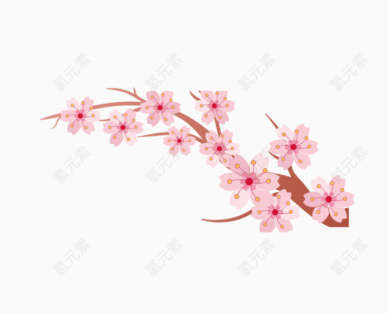 粉色手绘樱花树枝