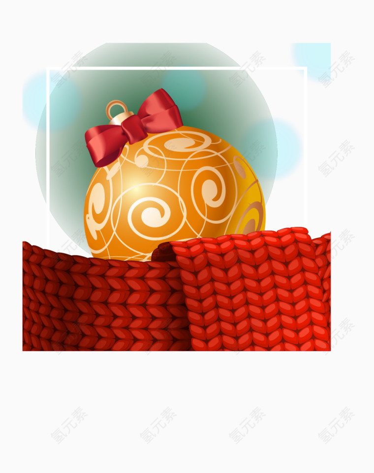 围巾边框橘色圣诞球