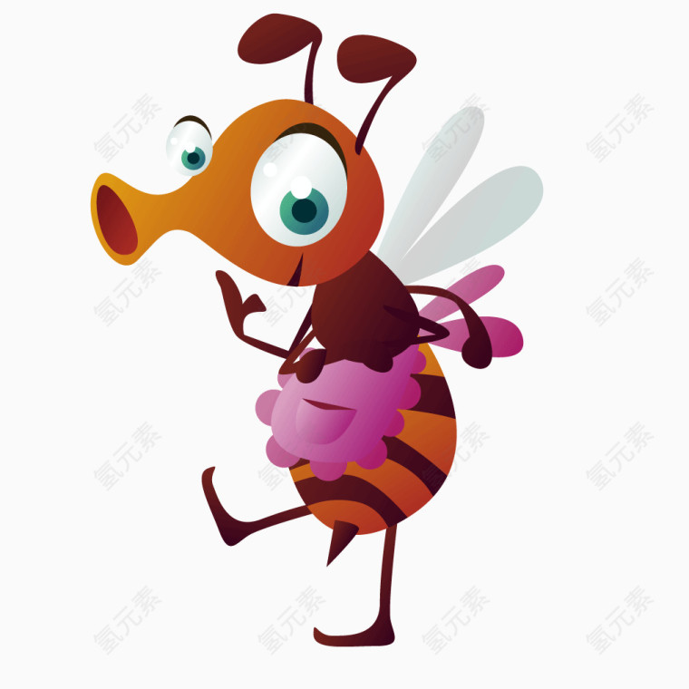 矢量卡通动物紫色蜜蜂