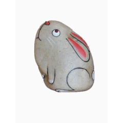 手绘兔子石头