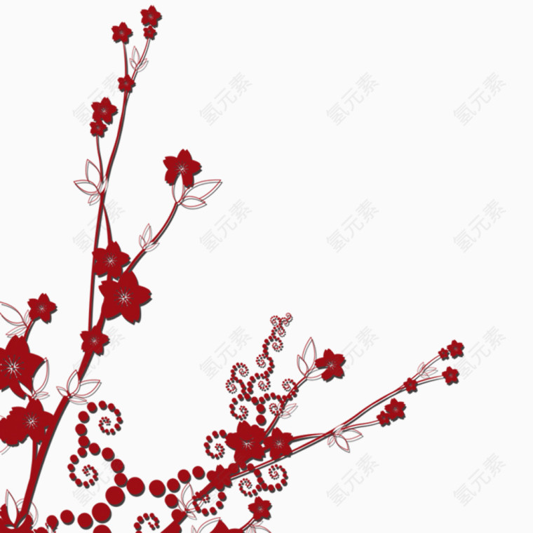 暗红色花朵剪影