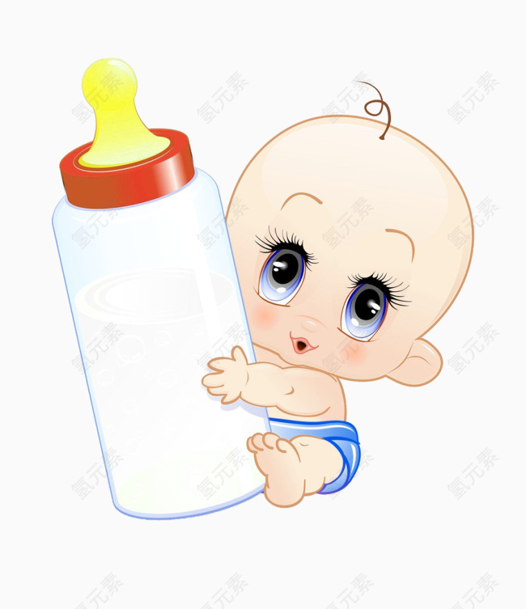 宝宝抱奶瓶图片素材