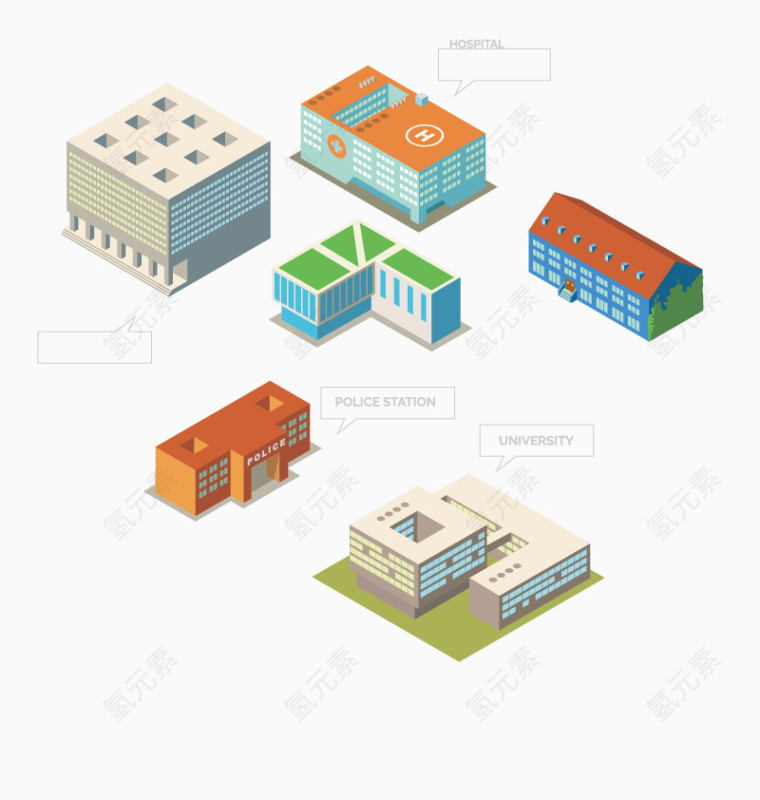矢量医院建筑