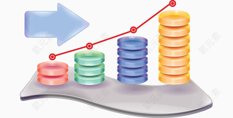 矢量数据图表PPT元素上升
