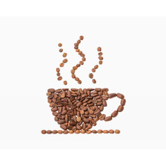 咖啡豆摆成的咖啡杯
