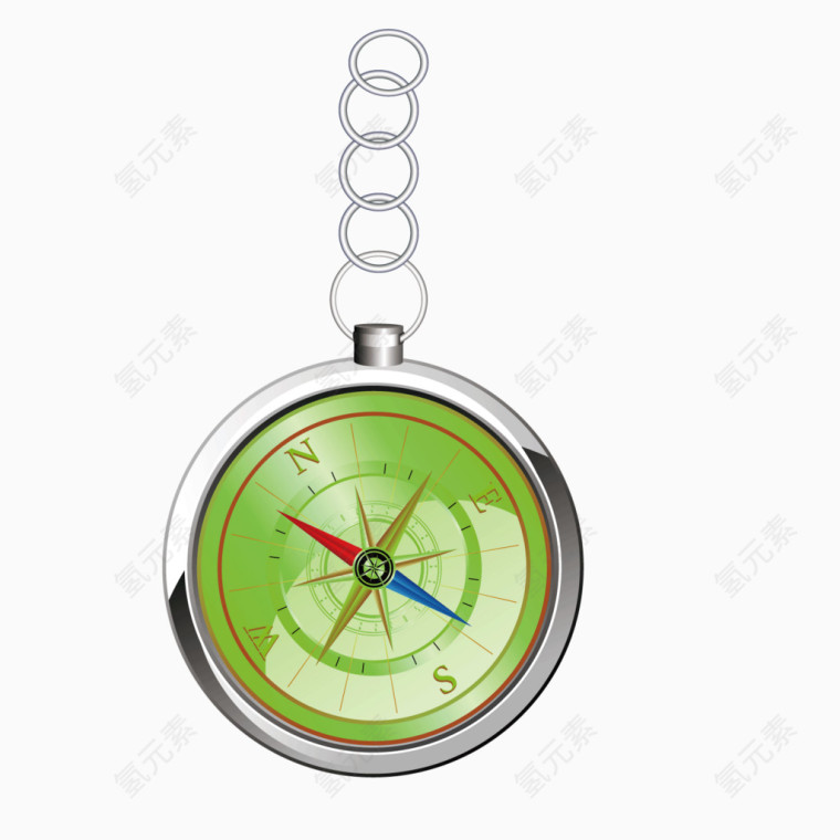 矢量金属绿色指南针