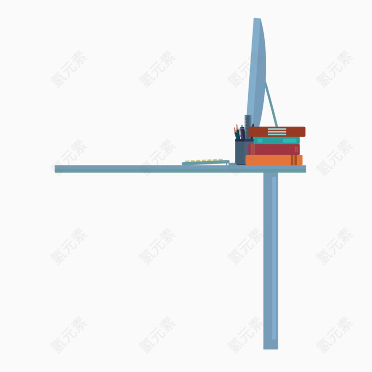 矢量开工蓝色办公桌
