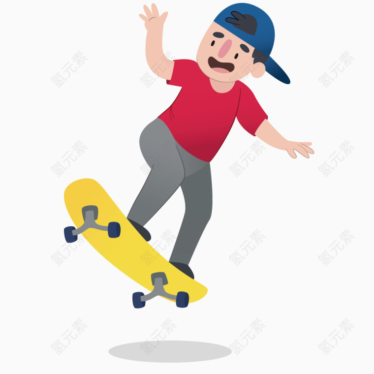 快乐滑板中的男孩
