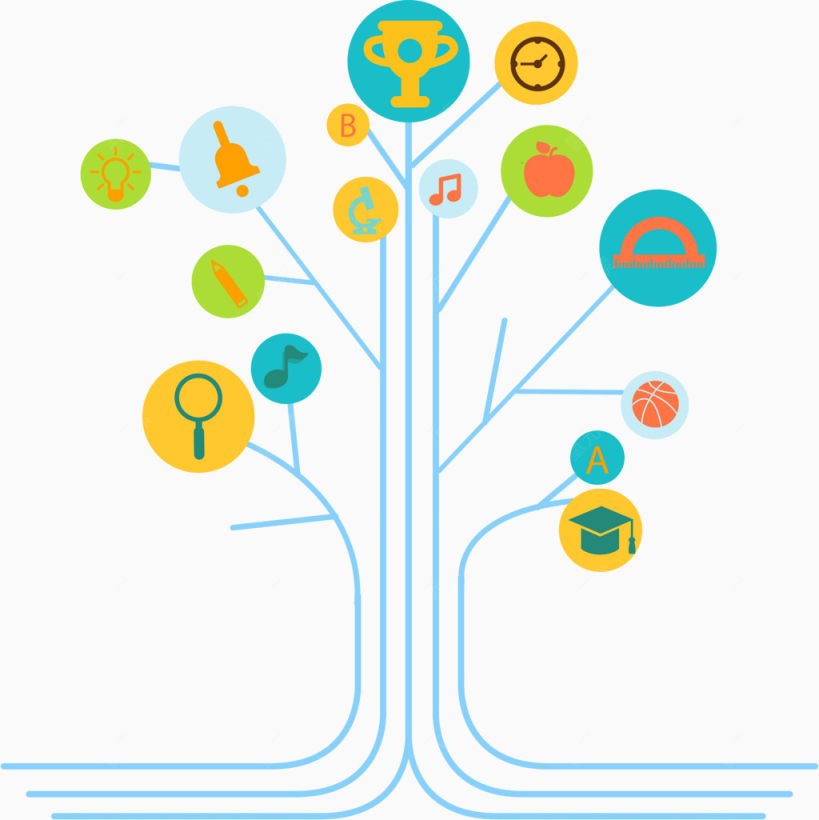 浅蓝色 扁平化 分支图  装饰下载