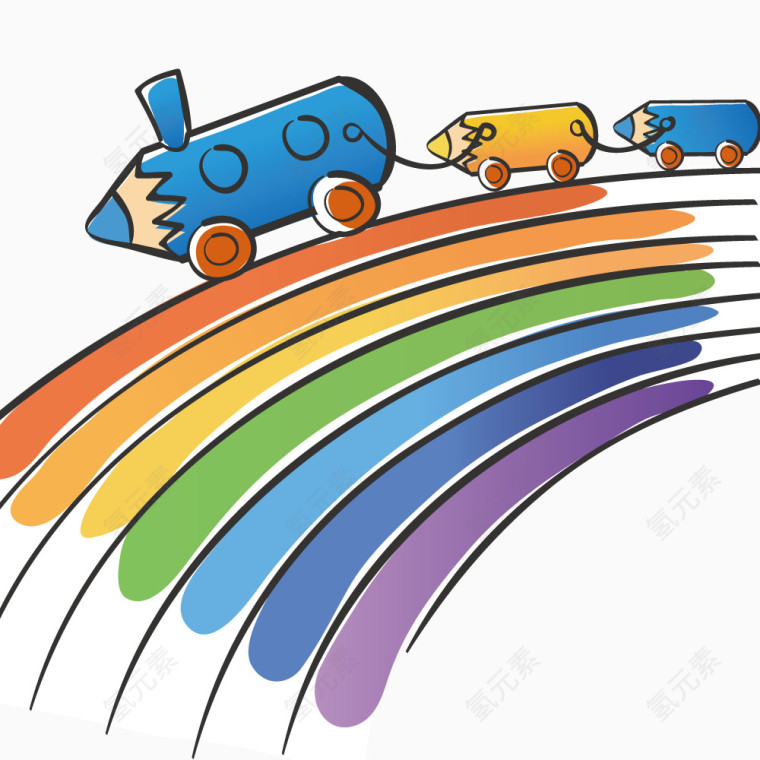 彩虹上的铅笔火车