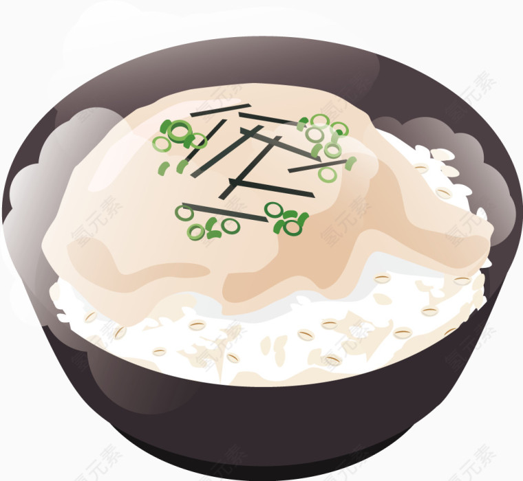 手绘食物碗米饭