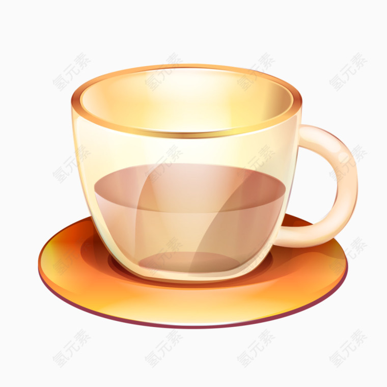 黄色透明咖啡杯子