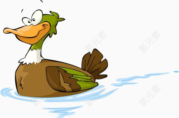 卡通水上的鸭子