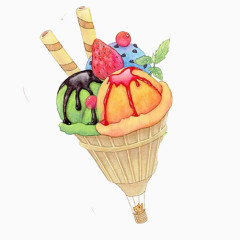 冰淇淋球手绘画素材图片