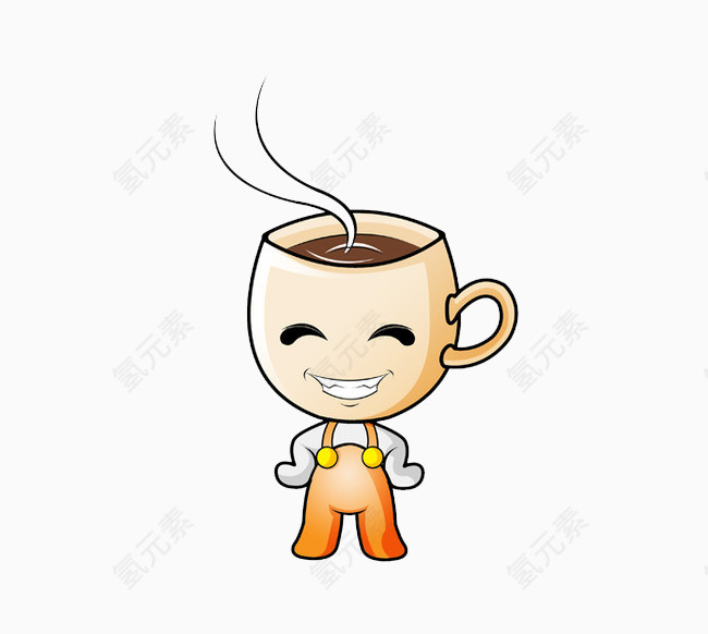 盛咖啡的小人卡通图