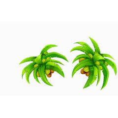 矢量绿色椰树椰子两个