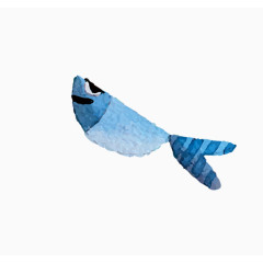 蓝色小鱼水彩画素材