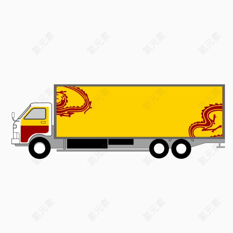 矢量黄色箱式卡车货车