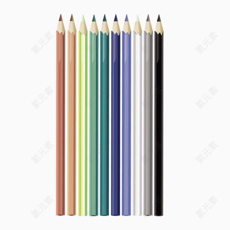 彩色质感木质画笔