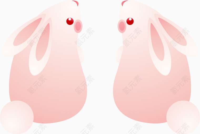 一对粉色兔子插图矢量图