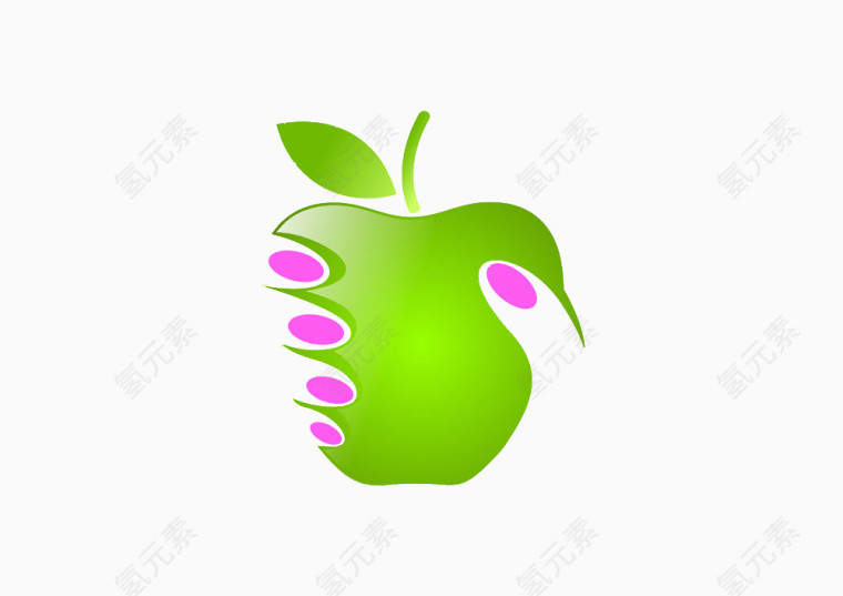 手握绿色苹果图标素材