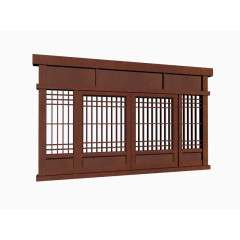 中式窗门窗立体模型