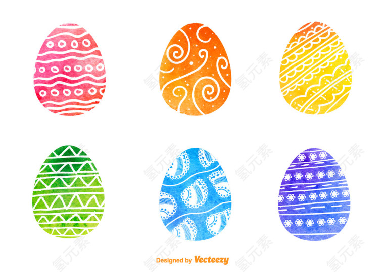矢量彩色手绘蛋
