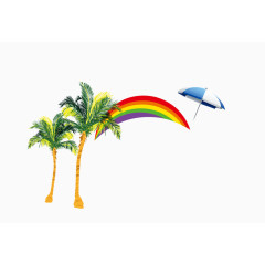 沙滩彩虹椰树