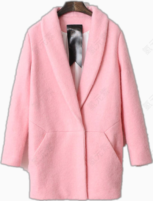 淡粉色毛呢外套