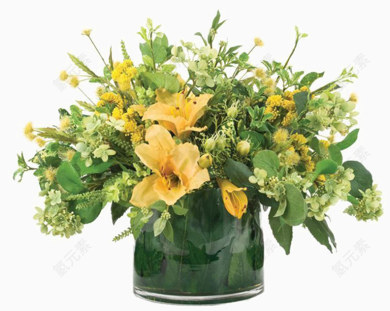 黑色花瓶黄色盆栽花卉