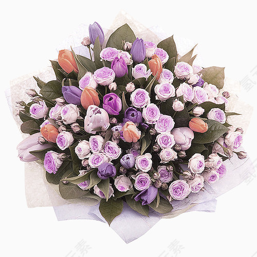 紫色清新花束装饰图案