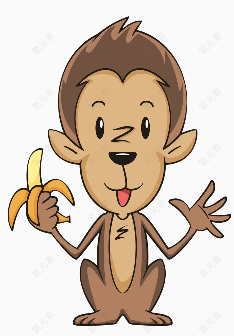 矢量猴子吃香蕉素材