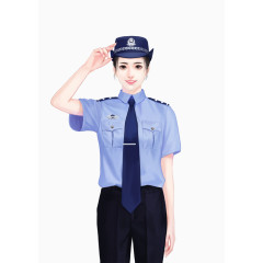 敬业女警察手绘