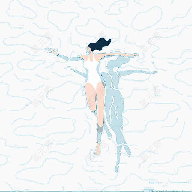 女性游泳背景插画