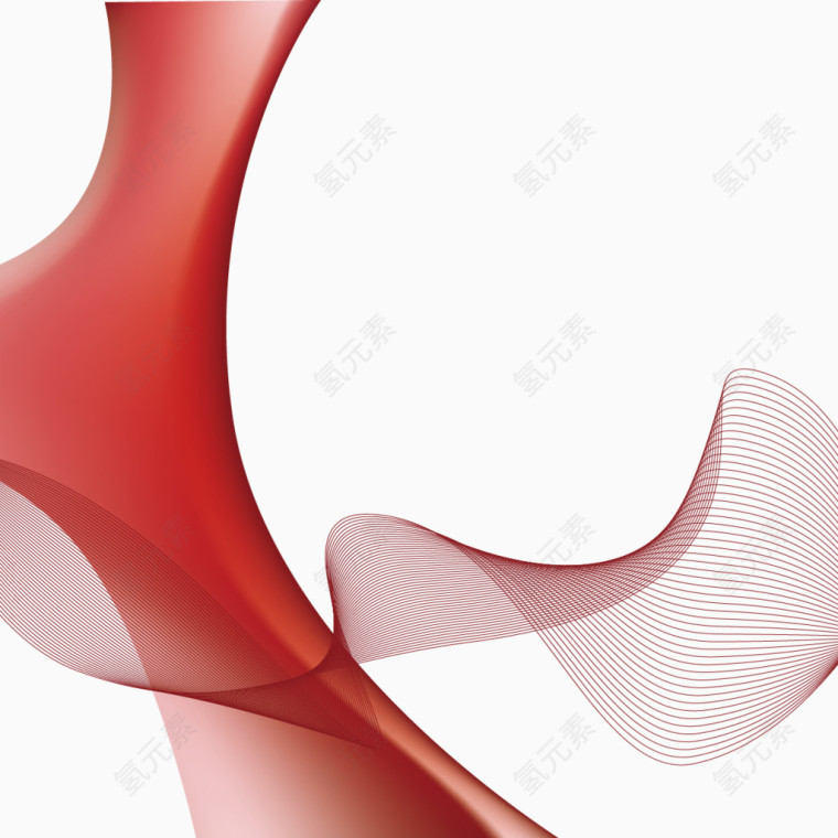 矢量红色曲线装饰图案