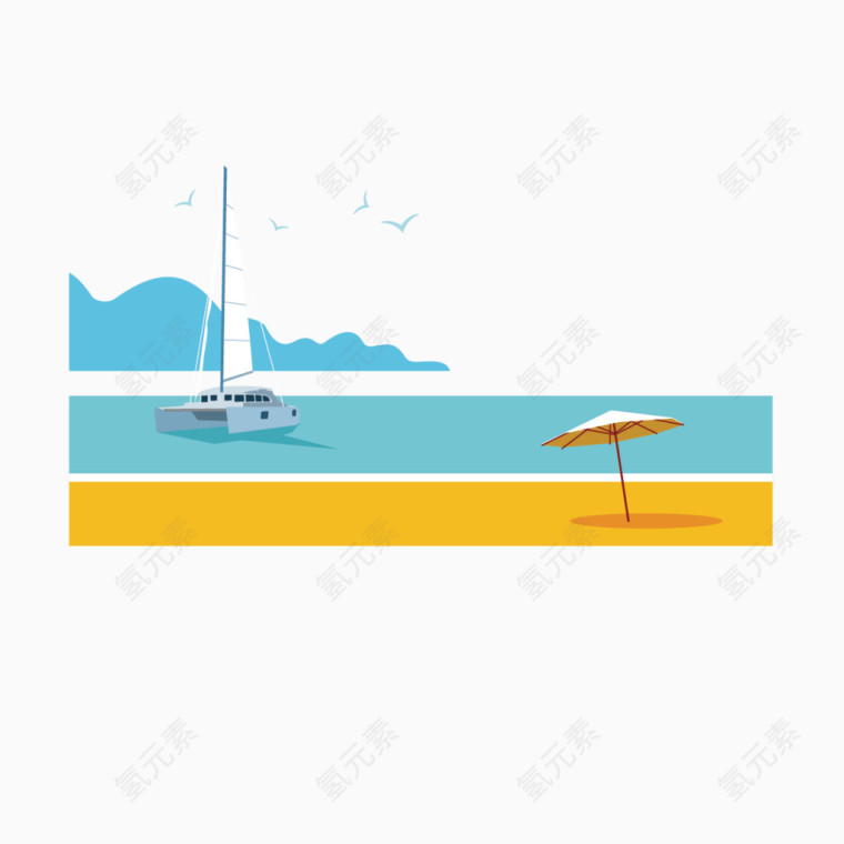 海滩和帆船
