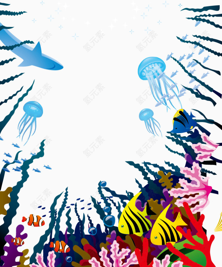 海底美丽水母生物插画矢量素材