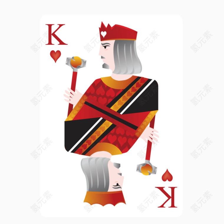 矢量扑克花色红色十三纸牌