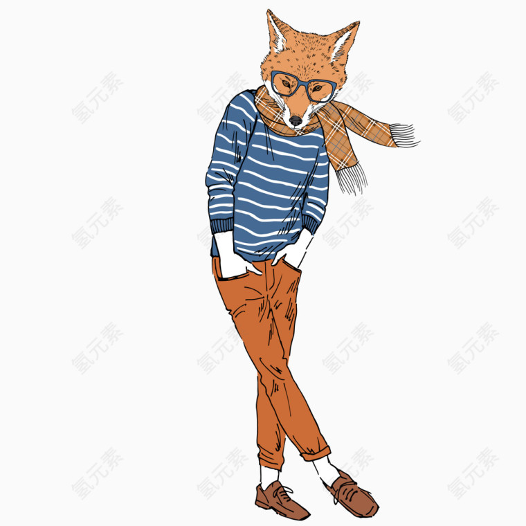 时尚狐狸手绘