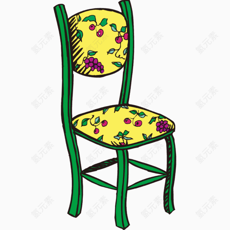 手绘复古椅子图案