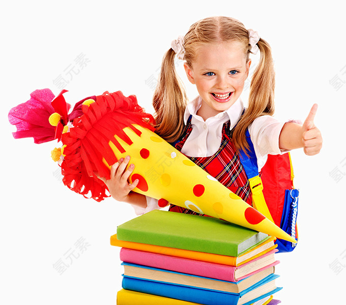 彩色书籍与小女孩