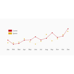 矢量红色数据线条对比分析图