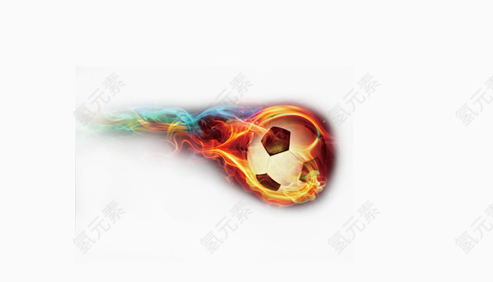 运动足球飞舞彩色火焰