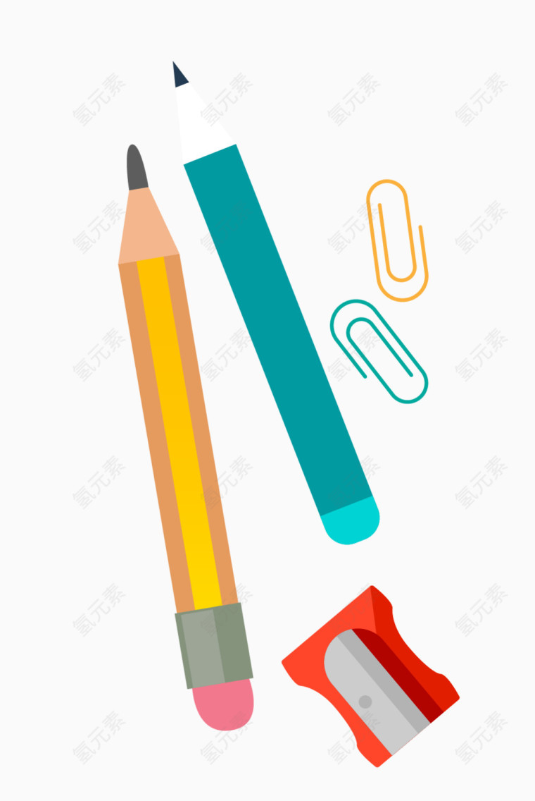矢量铅笔和回形针