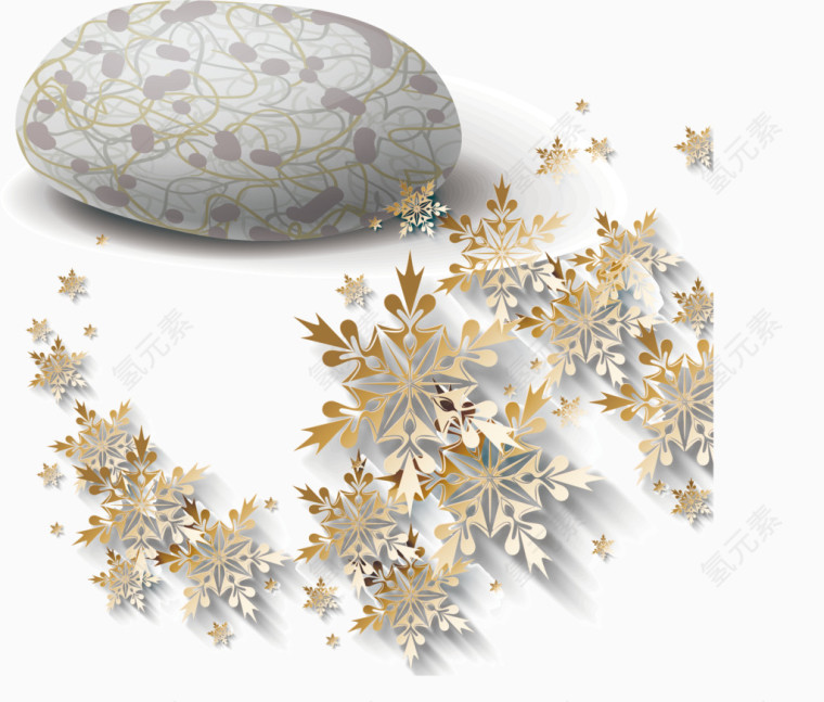 鹅卵石金色雪花雪花石头素材